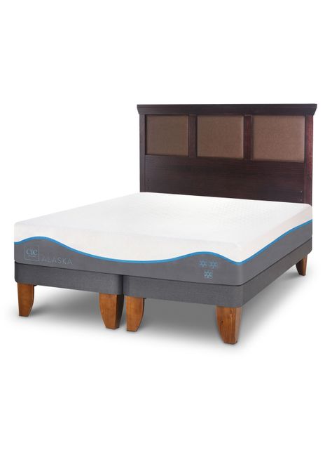 Cama Europea Alaska 2 Plazas Base Dividida + Respaldo New Torino Chocolate-2