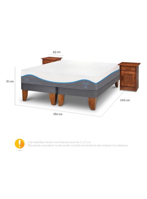 Cama Europea Alaska King + Veladores Milán-1
