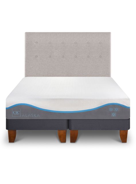 Cama Europea Alaska King + Veladores Milán-3