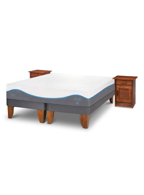 Cama Europea Alaska King + Veladores Milán-0