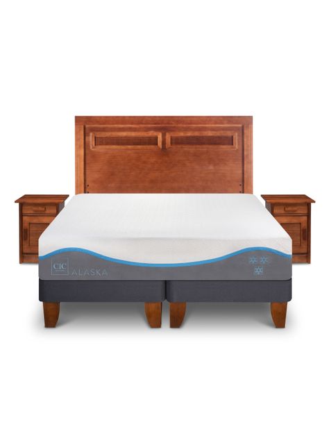 Cama Europea Alaska 2 Plazas Base Dividida + Set Muebles Milan-0