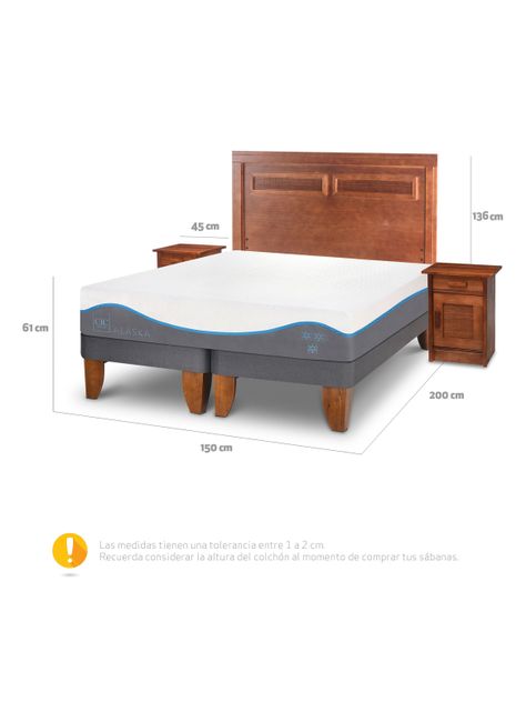 Cama Europea Alaska 2 Plazas Base Dividida + Set Muebles Milan-1