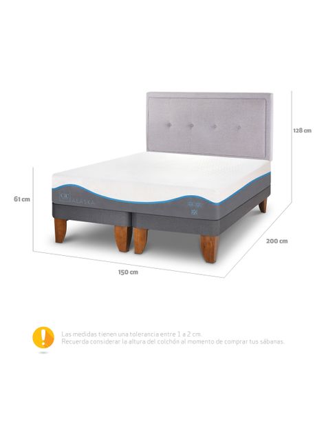 Cama Europea Alaska 2 Plazas Base Dividida + Respaldo Ganges-1