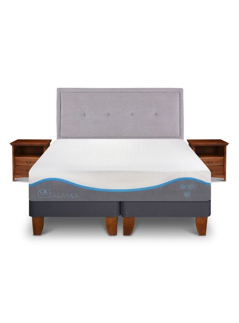 Cama Europea Alaska 2 Plazas Base Dividida + Set Muebles Ganges-2