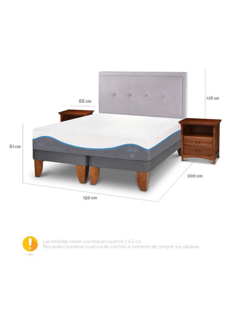 Cama Europea Alaska 2 Plazas Base Dividida + Set Muebles Ganges-1