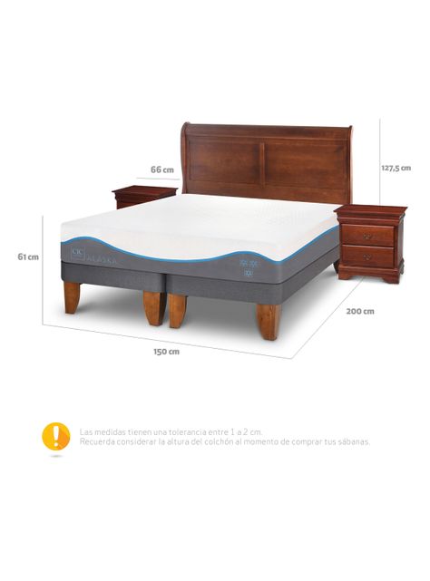 Cama Europea Alaska 2 Plazas Base Dividida + Set Muebles Miro-1