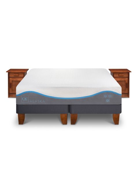 Cama Europea Alaska 2 Plazas Base Dividida + Set Muebles Miro-0