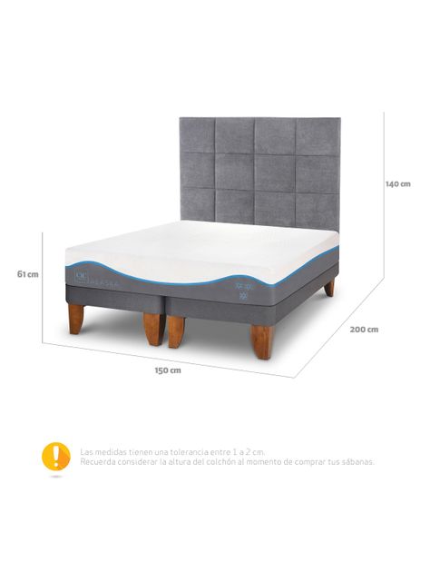 Cama Europea Alaska 2 Plazas Base Dividida + Respaldo Tamesis-1