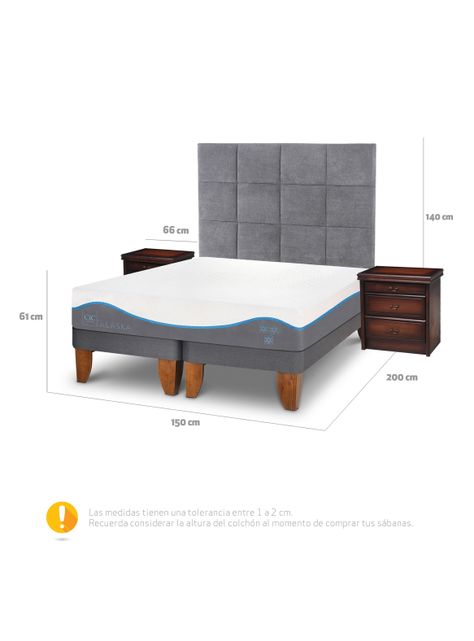 Cama Europea Alaska 2 Plazas Base Dividida + Set Muebles Tamesis-1