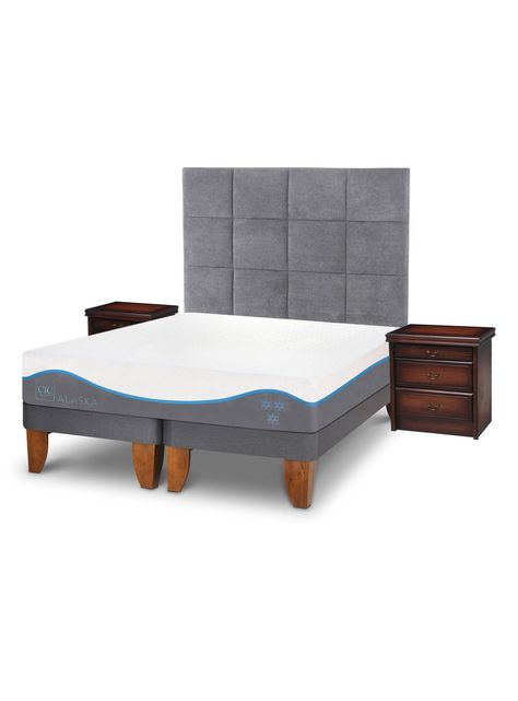 Cama Europea Alaska 2 Plazas Base Dividida + Set Muebles Tamesis-0