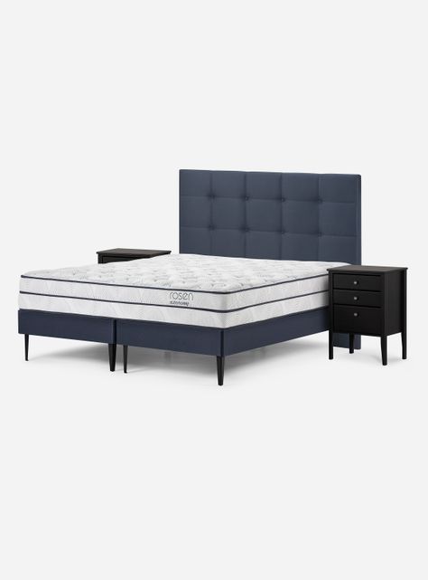 Cama Europea Autonomy 2 Plazas Base Dividida + Respaldo + 2 Veladores-0