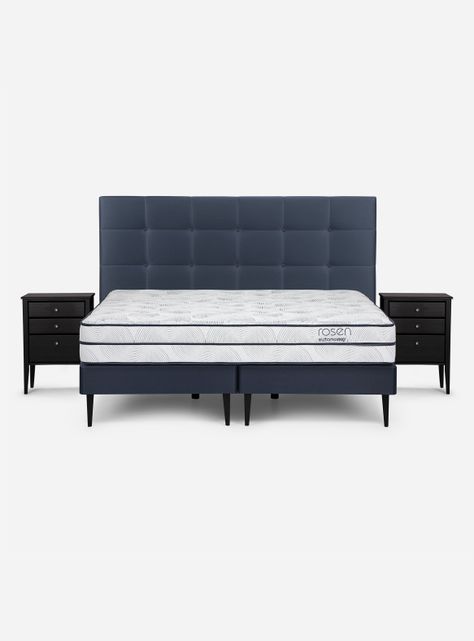 Cama Europea Autonomy King + Respaldo + 2 Veladores-1