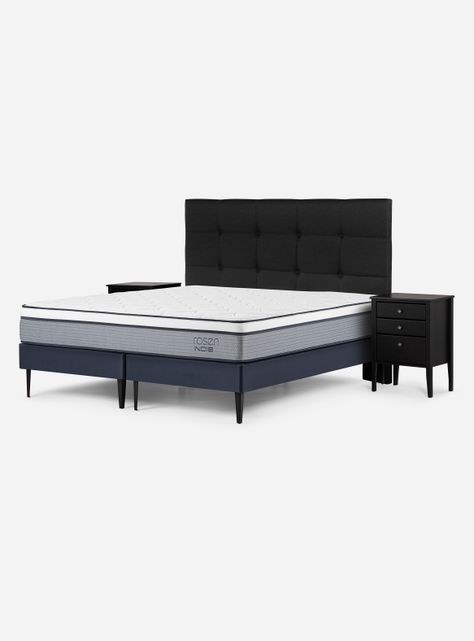 Cama Europea Indie 2 Plazas Base Dividida + Set Muebles Issey-0