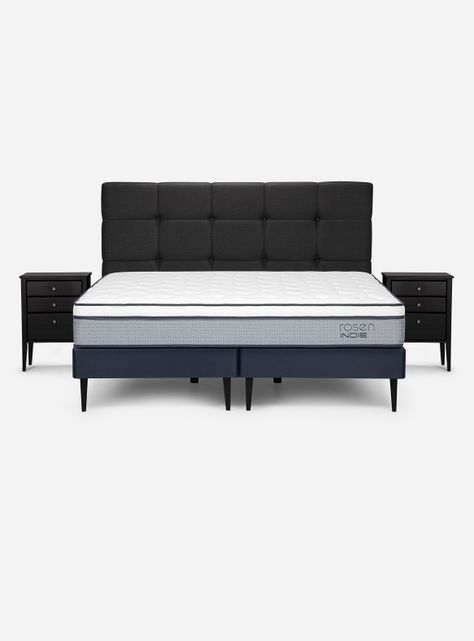 Cama Europea Indie 2 Plazas Base Dividida + Set Muebles Issey-1