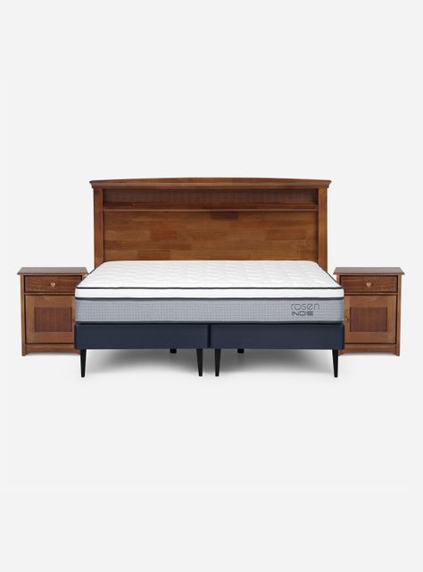 Cama Europea Indie 2 Plazas Base Dividida + Set Muebles Vene-1