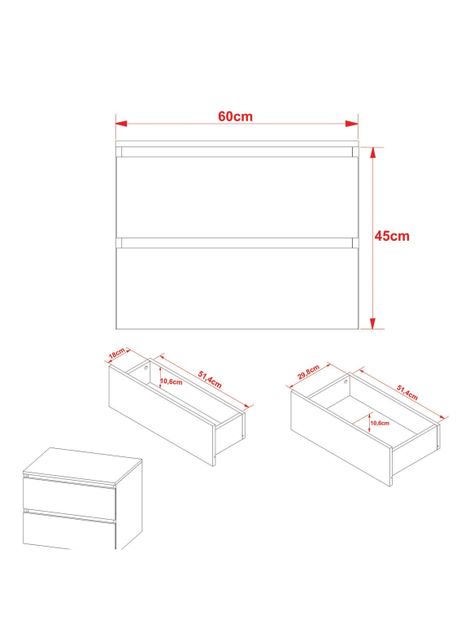 Mueble Baño Aéreo con Lavamanos 2 Cajones-1