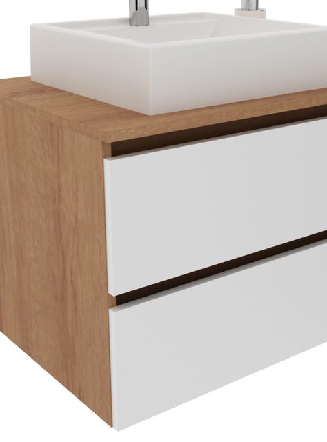 Mueble Baño Aéreo con Lavamanos 2 Cajones-2