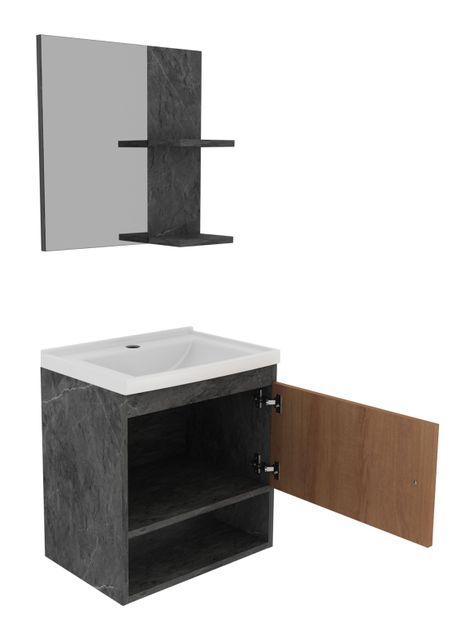 Kit Mueble Aéreo con Lavamanos + Espejo Mural-2