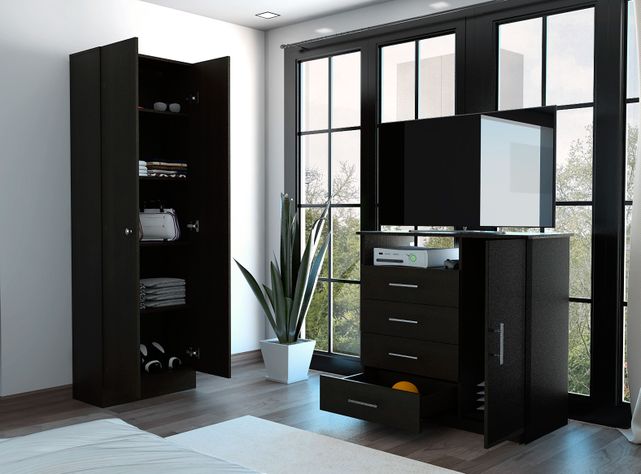 Combo Dormitorio Dreams 1: Clóset 2P + Cómoda Wengue 4C-2