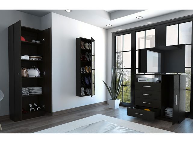 Combo Dormitorio Dreams 4: Clóset 2P + Cómoda 4C + Zapatero Wengue-2