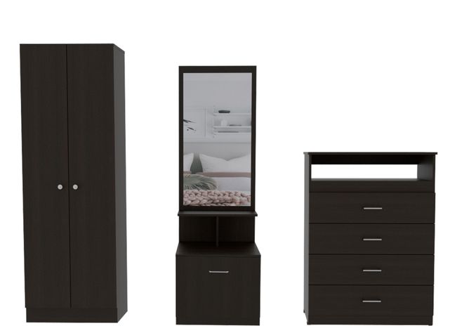 Combo Dormitorio Dreams 13: Clóset 2P + Cómoda 4C + Velador Multifuncional Wengue-0
