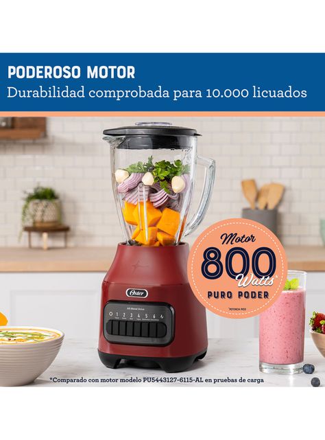 Licuadora 6 Velocidades 800W + Pulso BLSTPEGRPB Rojo-3