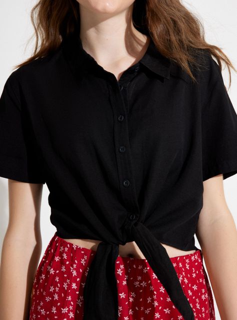 Blusa Manga Corta Nudo Delantero-3