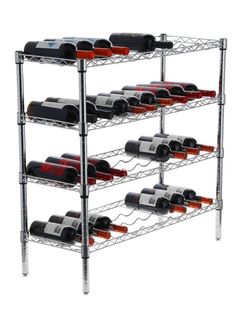 Rack Acero Cromado 36 Botellas Vino 35 x 90 x 84 cm-0