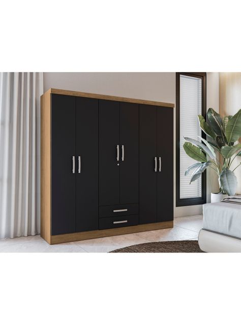 Clóset Isabela 6 Puertas 2 Cajones Freijó Negro-4