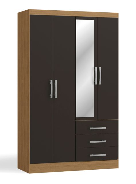 Clóset Amelia con Espejo 4 Puertas 3 Cajones Freijó Negro-2