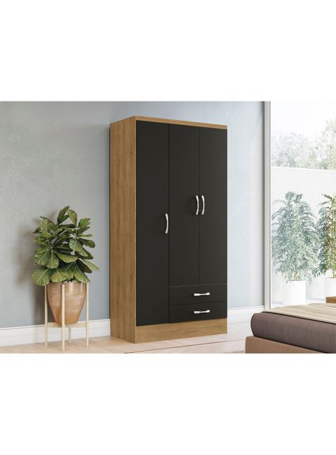 Clóset Leticia 3 Puertas 2 Cajones Freijó Negro-4