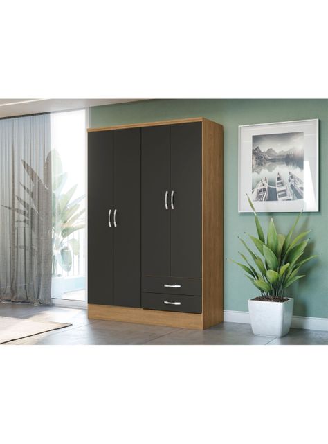 Clóset Josefa 4 Puertas 2 Cajones Freijó Negro-4