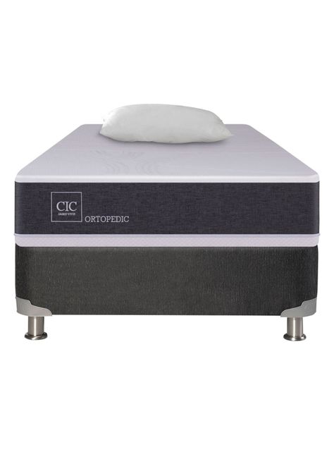 Box Spring New Ortopedic B5 Black 1 Plaza + Almohada-1