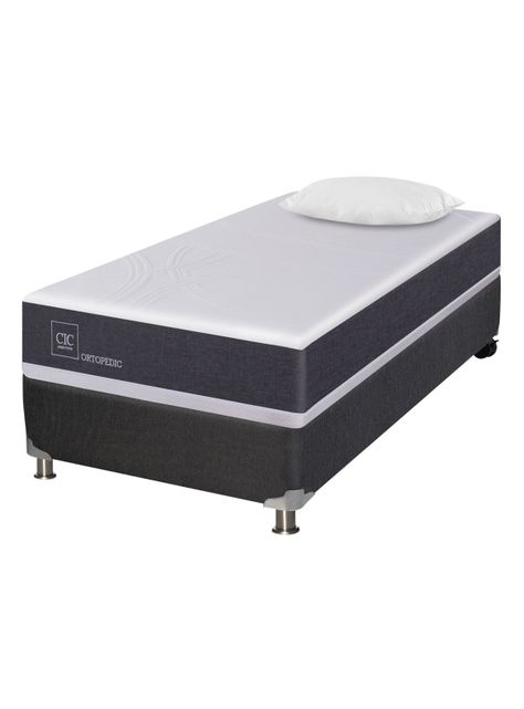 Box Spring New Ortopedic B5 Black 1 Plaza + Almohada-0