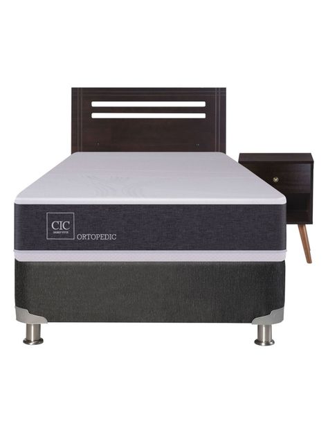 Box Spring New Ortopedic B5 Black 1 Plaza + Set New Munich Sin Textil-1