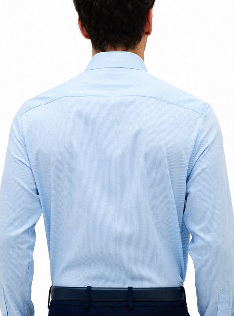 Camisa Formal Listada Celeste-1