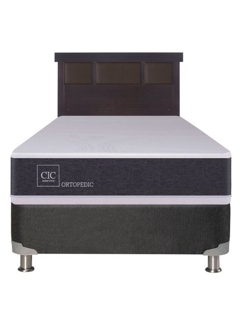 Box Spring New Ortopedic B5 Black 1 Plaza + Respaldo New Dublin Chocolate Sin Textil-1