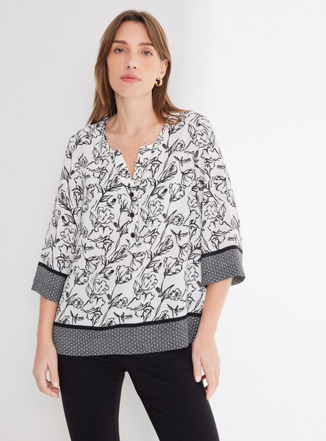Blusa Estampada  Manga Tres Cuarto-0