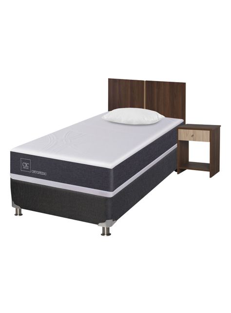 Box Spring New Ortopedic B5 Black 1 Plaza + Set Stylo + Almohada-0