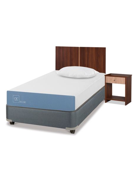 Cama Americana Excellence 1 Plaza x190 cm + Set de Muebles Stylo + Almohada-0