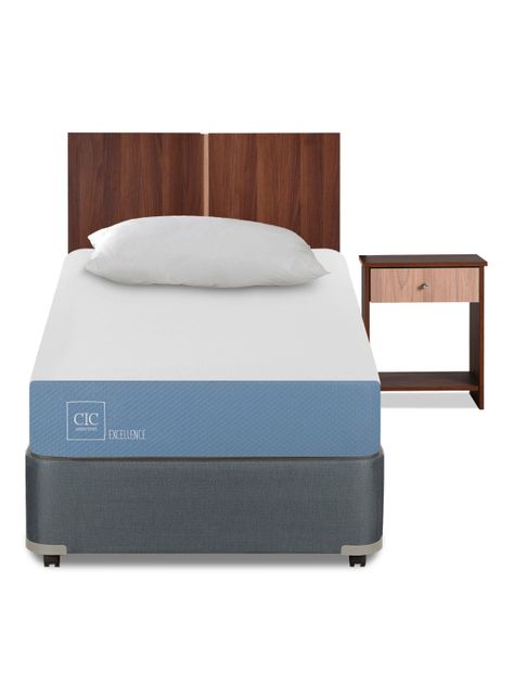 Cama Americana Excellence 1 Plaza x190 cm + Set de Muebles Stylo + Almohada-2