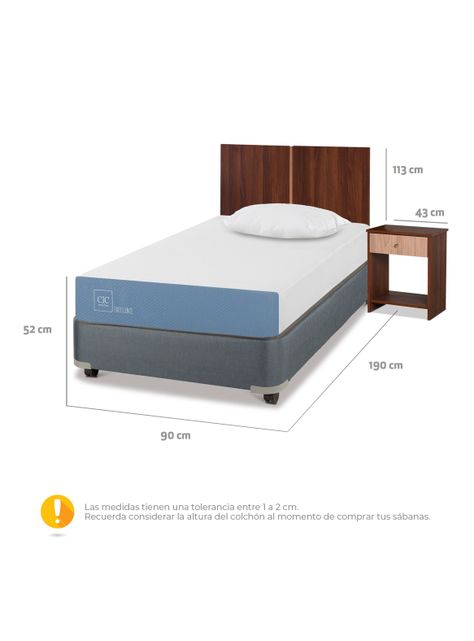 Cama Americana Excellence 1 Plaza x190 cm + Set de Muebles Stylo + Almohada-1