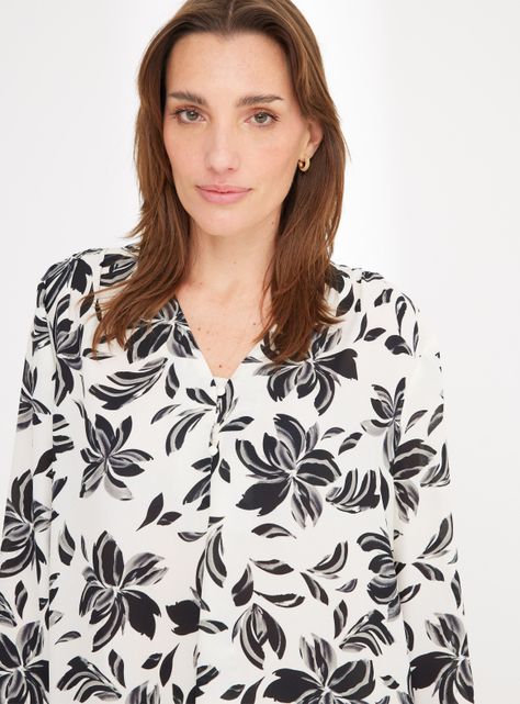 Blusa Estampada Escote V Calce Suelto-2