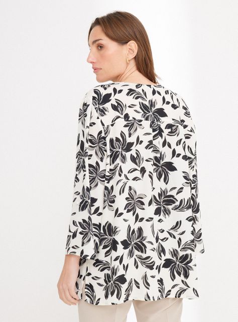 Blusa Estampada Escote V Calce Suelto-1