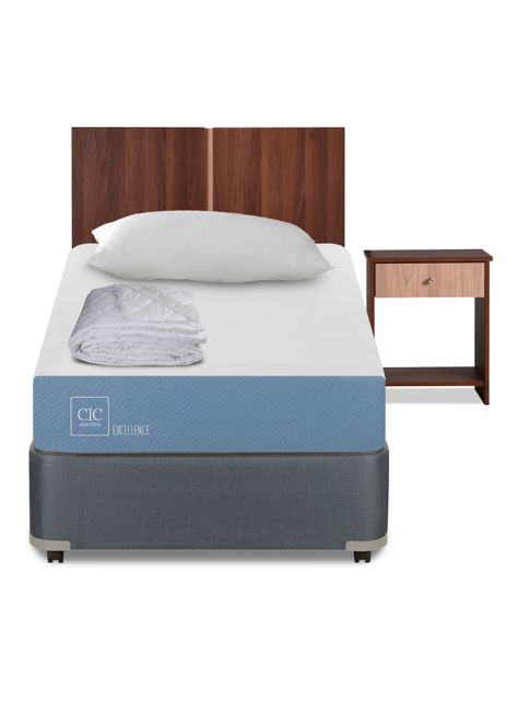 Cama Americana Excellence 1 Plaza x190 cm + Set Muebles Stylo + Textil-1