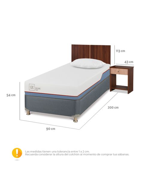 Cama Americana Excellence Plus 1 Plaza + Set Muebles Stylo + Almohada-1