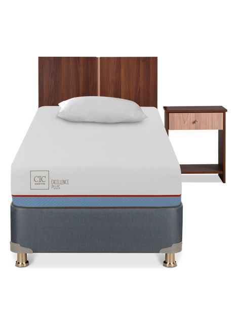 Cama Americana Excellence Plus 1 Plaza + Set Muebles Stylo + Almohada-2