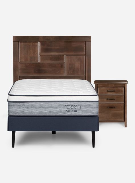 Cama Europea Indie 1.5 Plazas + Respaldo + Velador Dolce-1