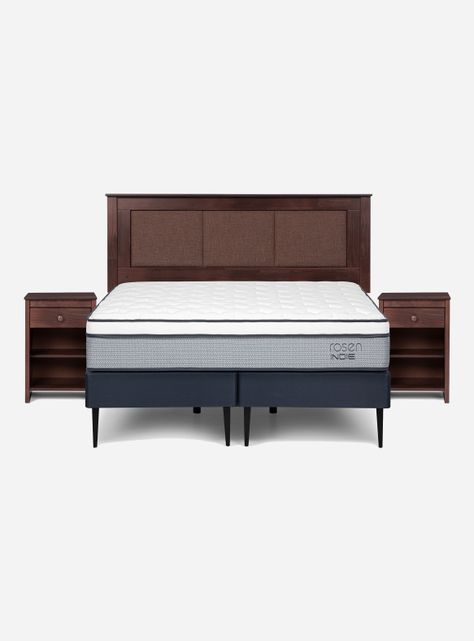 Cama Europea Indie 2 Plazas Base Dividida + Set Muebles Rachel-1