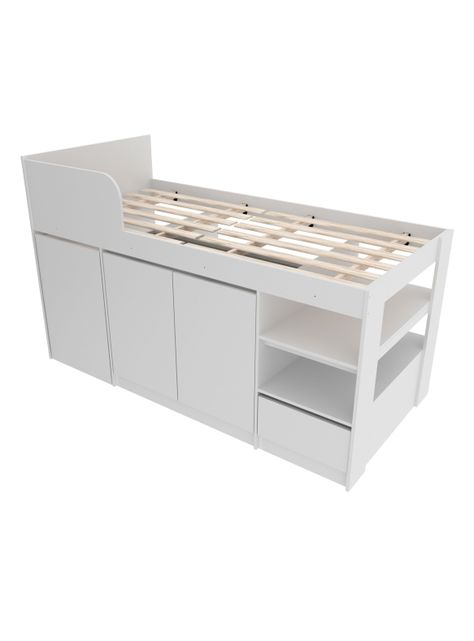 Cama Funcional 1 Plaza Somier con Escritorio Blanco-0
